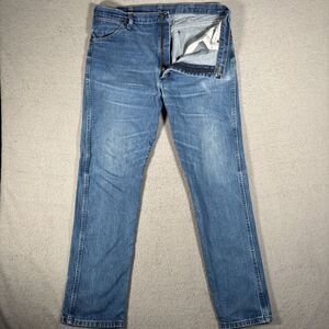 Wrangler 13MWZ Cowboy Cut Mens Jeans 36x33 Medium Wash Blue Straight Leg Denim‎